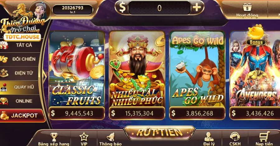 Hình ảnh các máy đánh bạc (slot game) với jackpot lớn tại win 78.